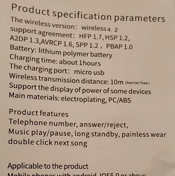 Over The Ear Bluetooth Earphone Black and Gold - Picture 3 of 3